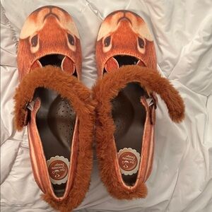 Faux-Fur Animal Print Mary Jane Heels in Brown